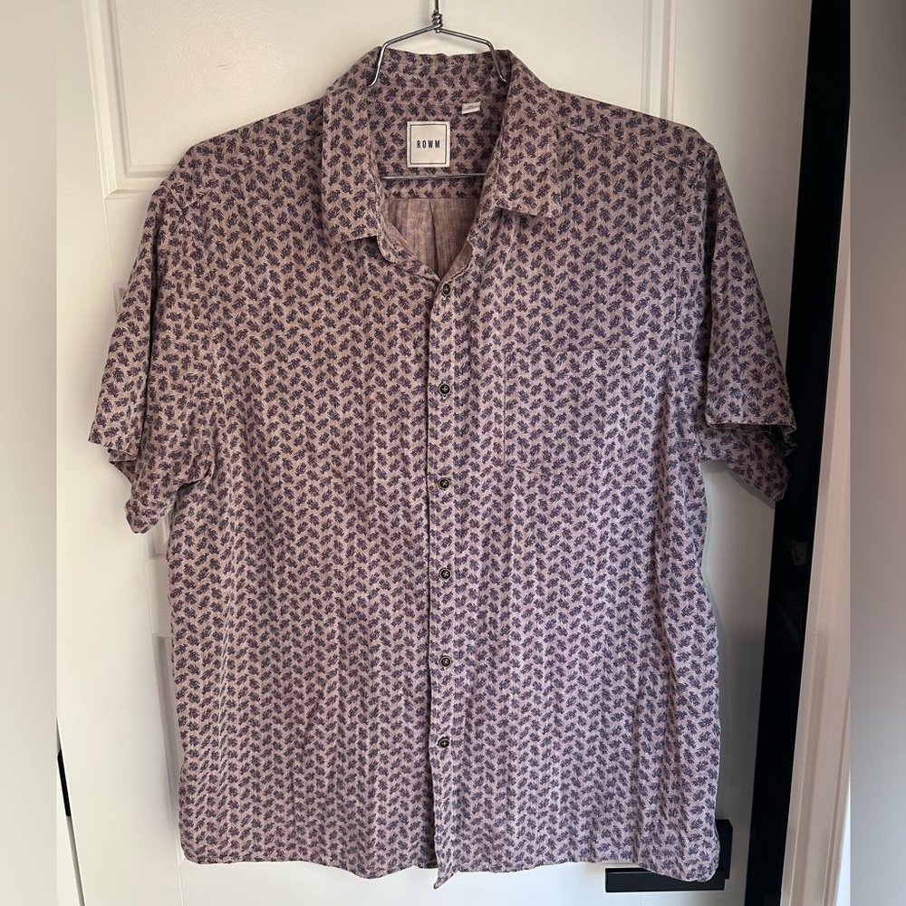 ROWM Men's Casual Purple Patterned Shirt